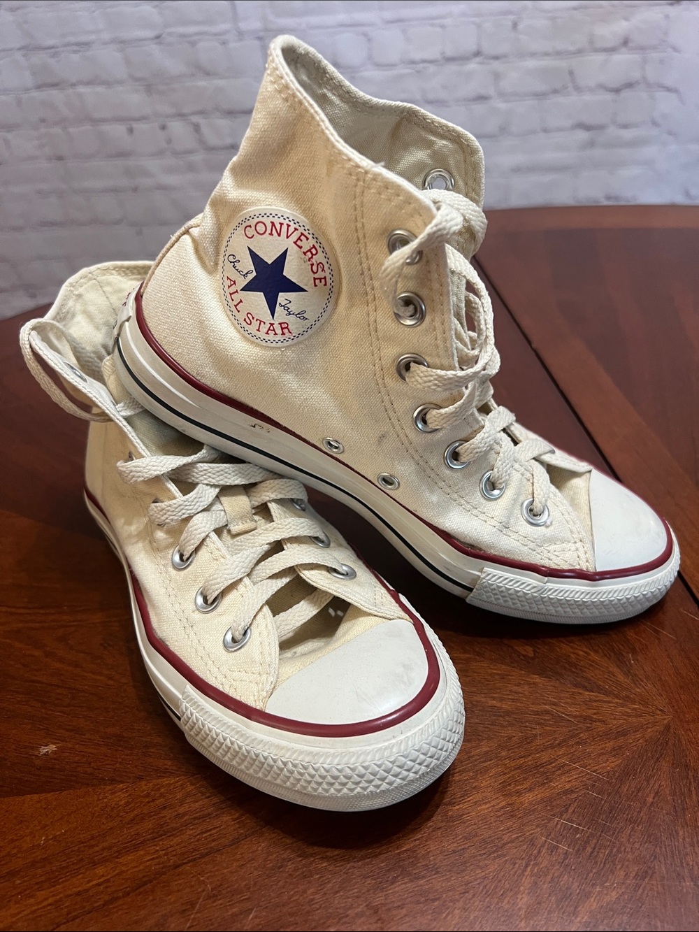 Converse All Star High Top Sneakers - Cream women’s 6.5 lots of life left
